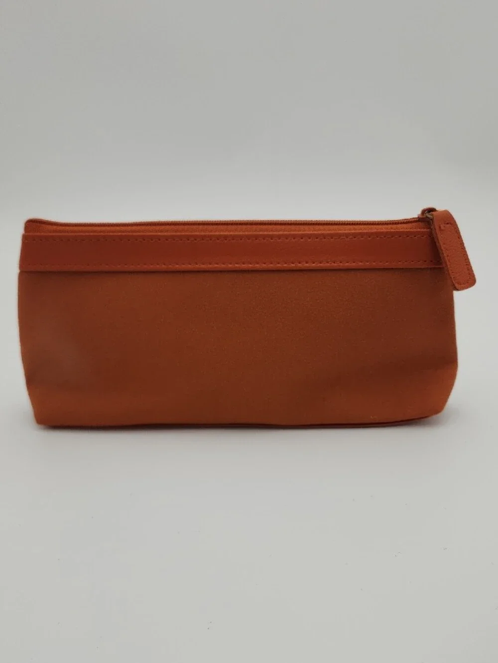 Estee Lauder Sleek Burnt Orange Zip Pouch with Gold Grommets